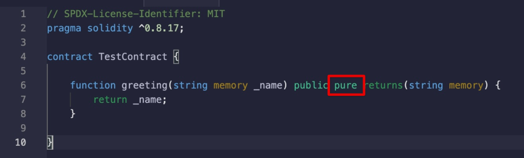 Code after fixing "Function state mutability can be restricted to pure" error