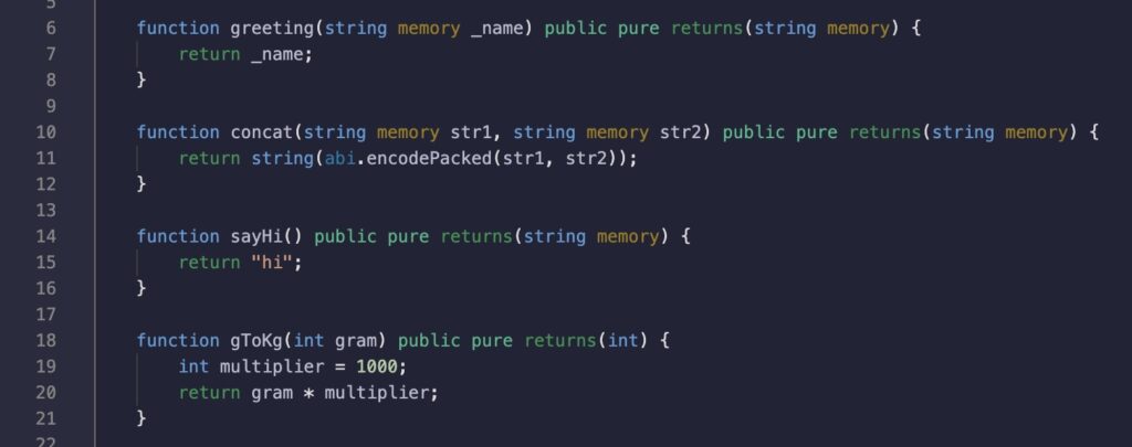 Examples of pure functions