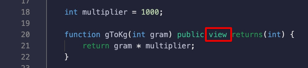 'Function declared as pure, but this expression (potentially) reads from the environment or state and thus requires "view"'エラーを修正したコード